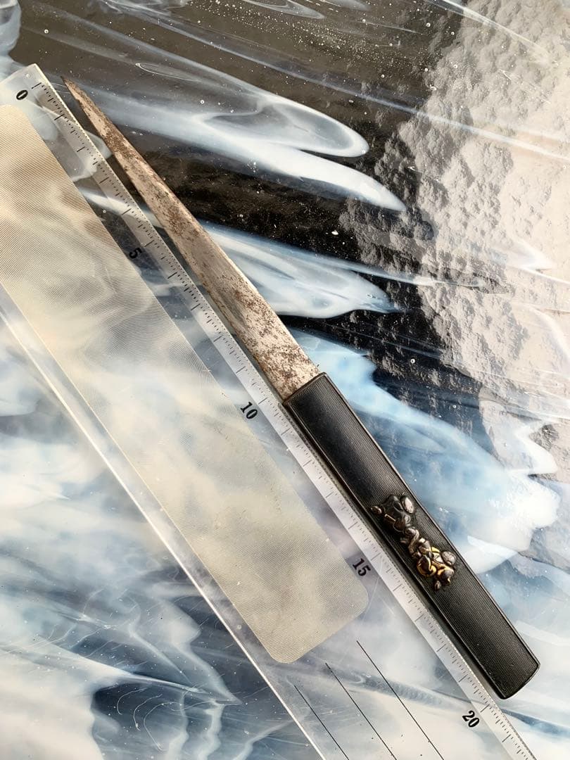 小柄小刀　足相撲図小柄袋　刀装具（15cm以下の合法サイズ）