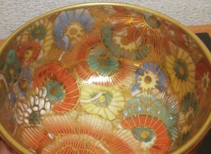 寿官作　薩摩焼　金彩　百花　茶碗　共箱　茶道具