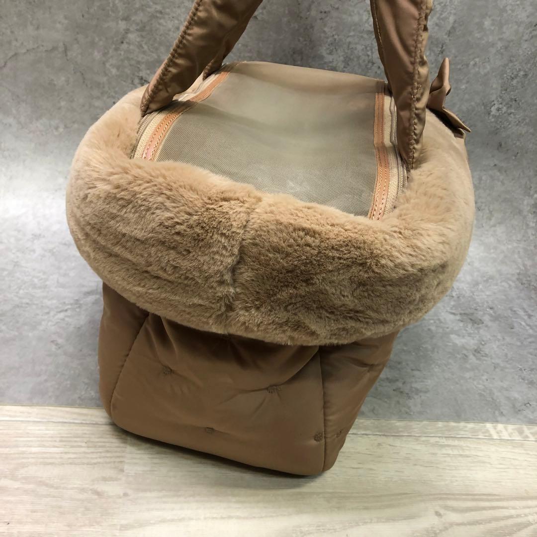 M*a様 未使用 for pets only リボン付きファーキャリーバッグ 犬