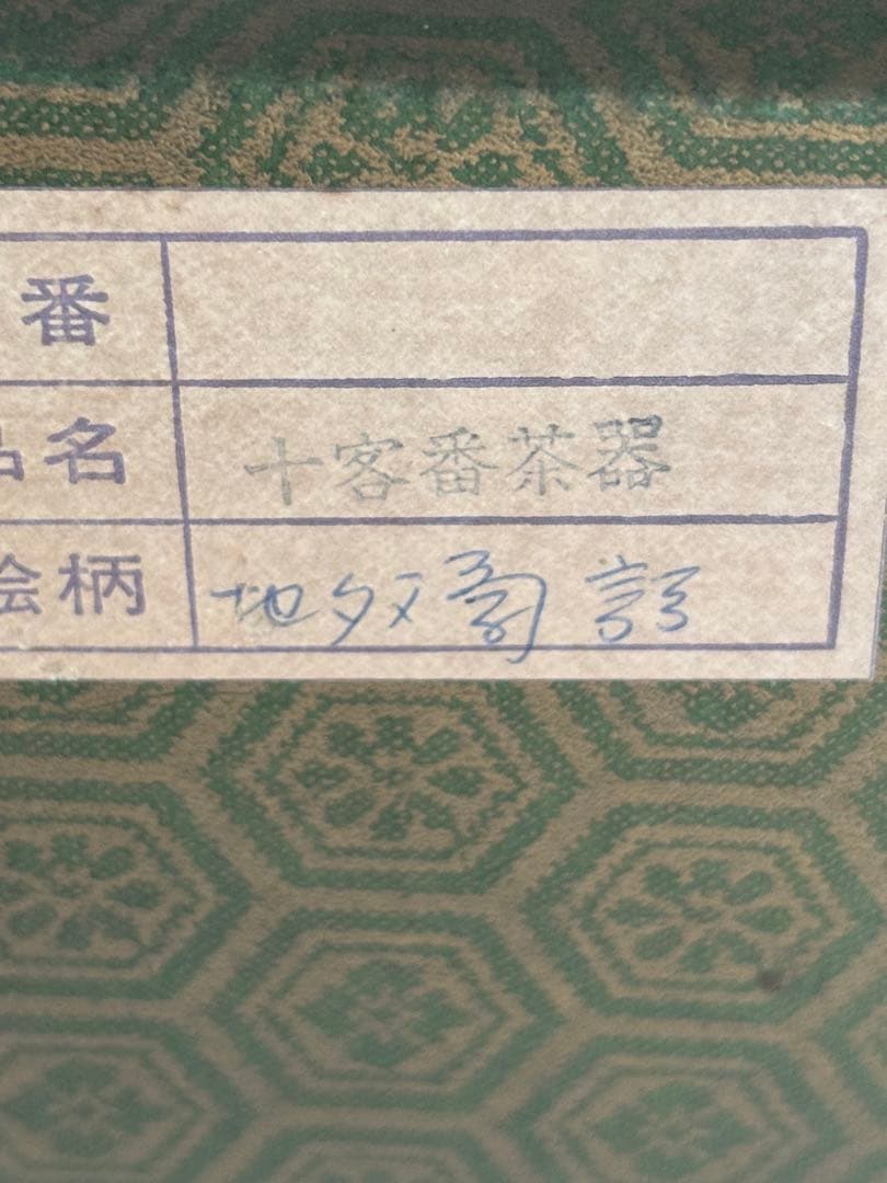 ビンテージ！美術　九谷焼　菊詰文様　五彩　唐草　急須　湯呑み　新品箱入り