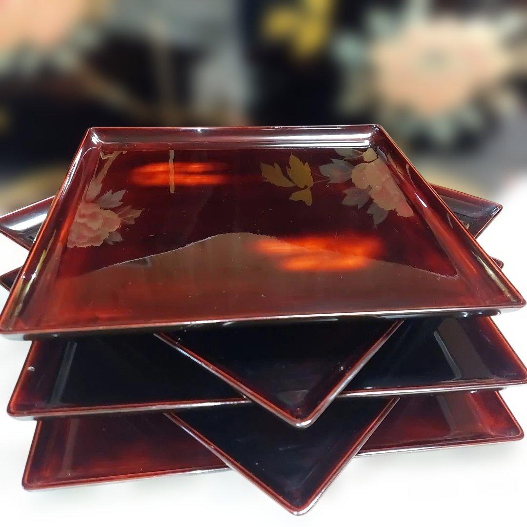 茶道具輪島塗暁四方膳五客