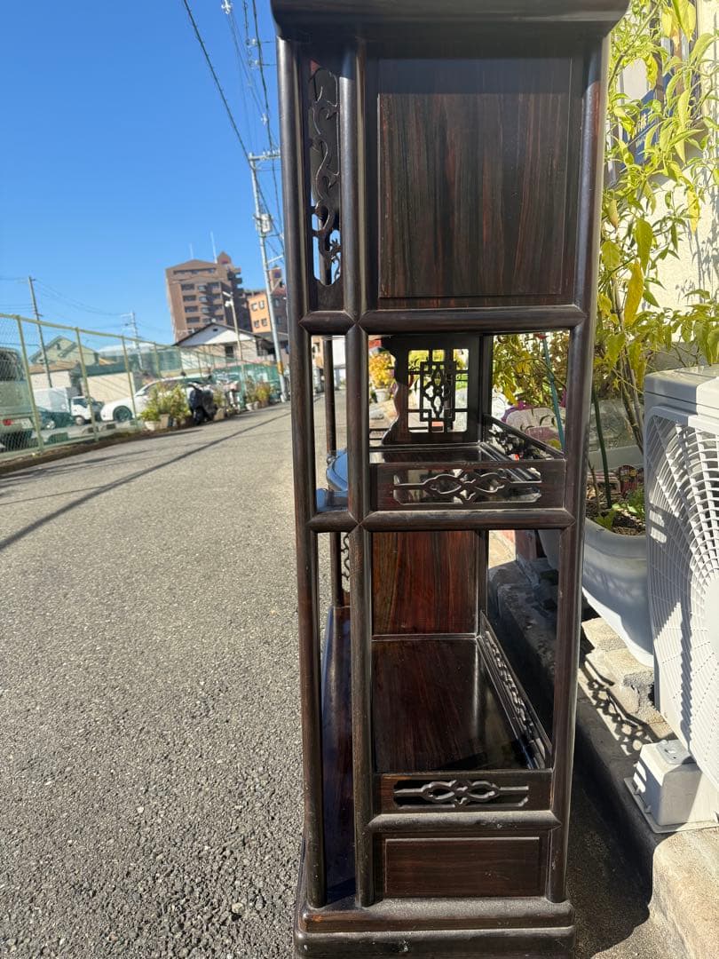 高級 木製 飾り棚 茶箪笥 彫刻入り 大型家具 引き取り歓迎