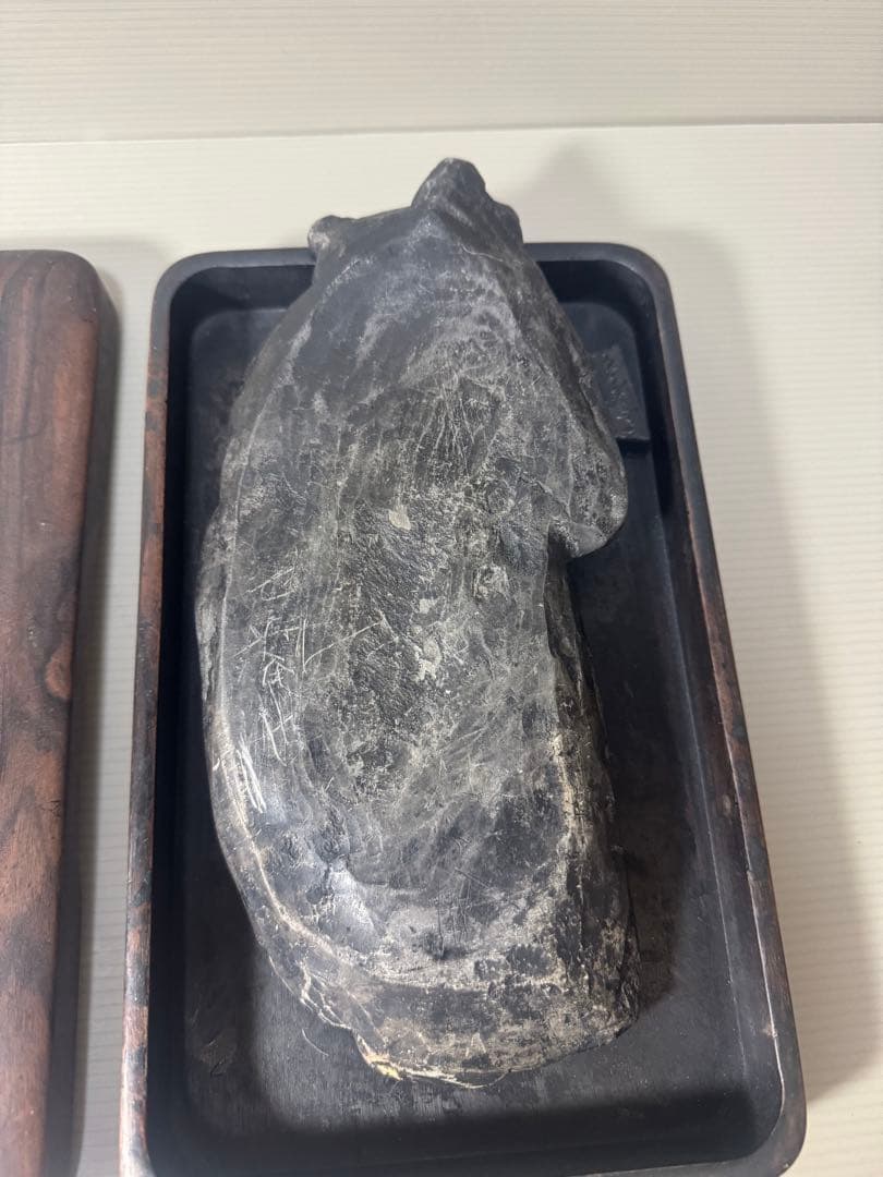 2084 中國古硯　老人端硯 文房具 文箱