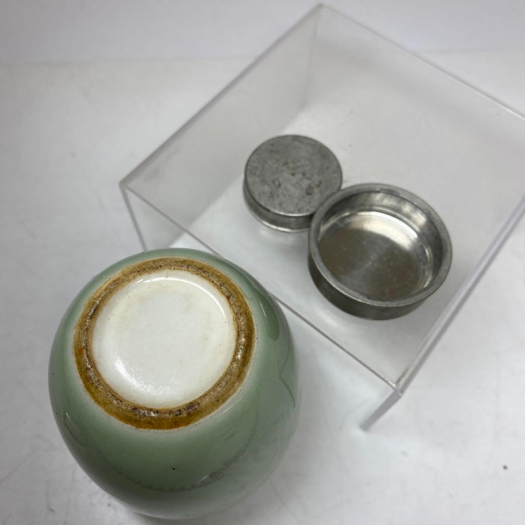 時代　青磁　錫蓋　茶壺　東さ8-0124①