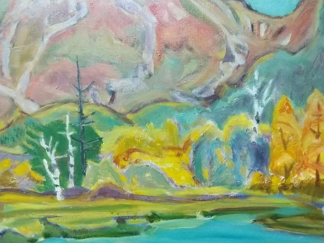 「焼岳」秋 絵画 油絵 F10