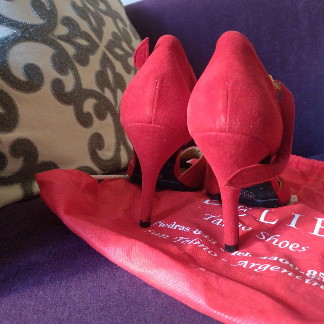 一度使用ほぼ新品 Delié 赤サンダル アルゼンチンタンゴ 社交ダンス
