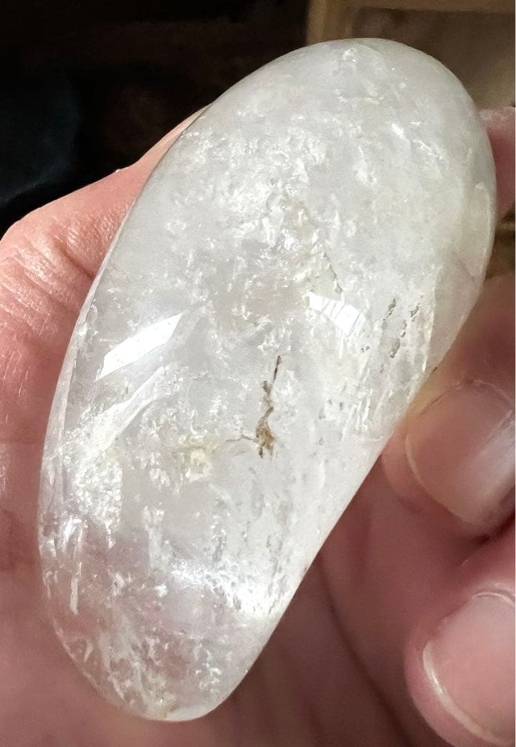 希少 特大 天然石 古水晶 古勾玉 レインボー スモーク 合せ箱