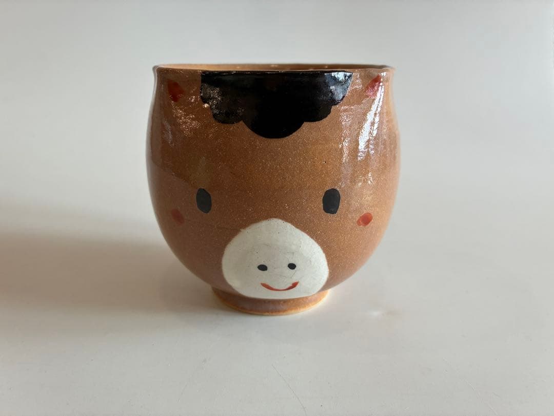 新春干支午年馬の顔 抹茶茶碗　茶道具