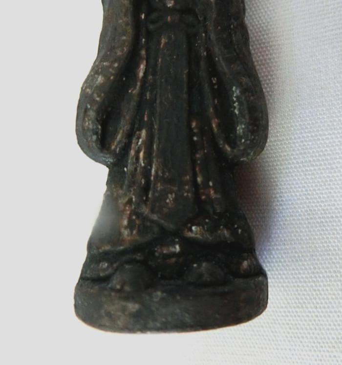 古銅　仏像　観音菩薩立像　合掌印　懐中仏　携行仏像　豆仏像