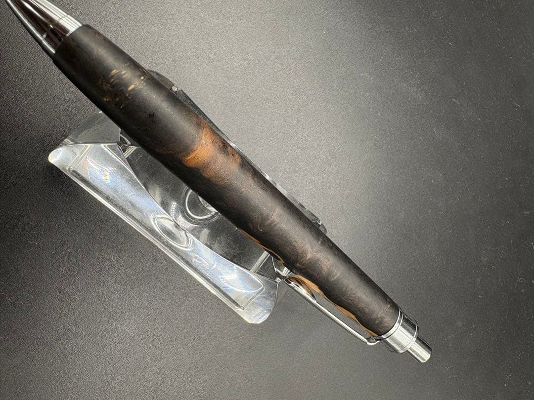 483極上　アフリカンブラックウッド　瘤杢　ツートン　木軸シャーペン　ボールペン