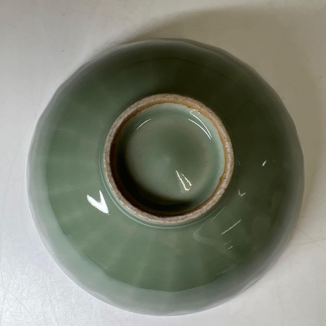 中国明時代　竜泉窯青磁茶碗　木箱　口径13.8㎝　東Y8-0205☆2Fタサコサ