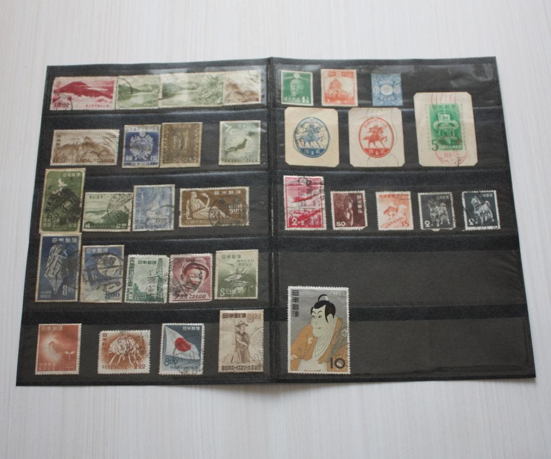 切手・ストックブック・青・1冊・厘単位切手・銭単位切手等・294枚