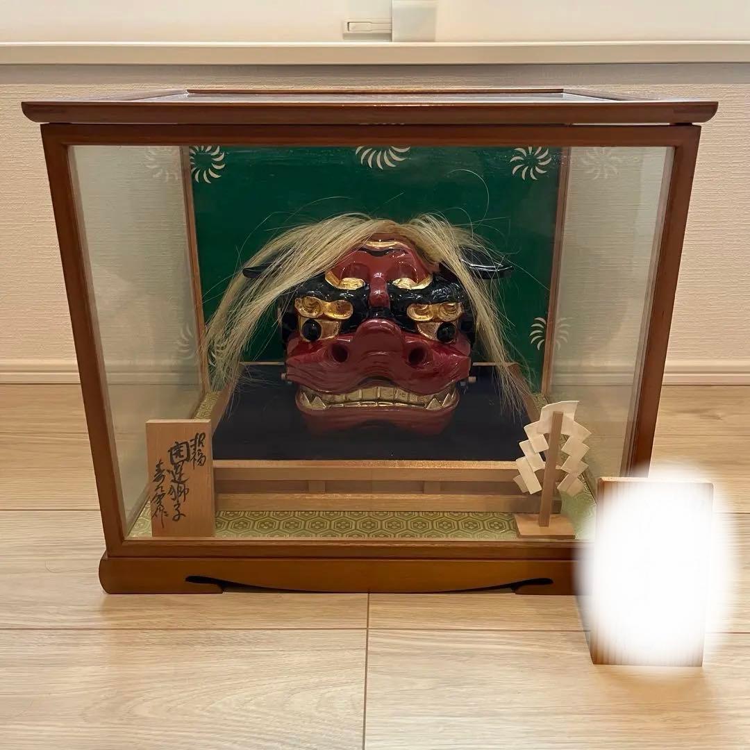 .獅子舞　獅子頭　木彫　魔除け　祭　置物　古美術　神楽 木製 木彫 正月