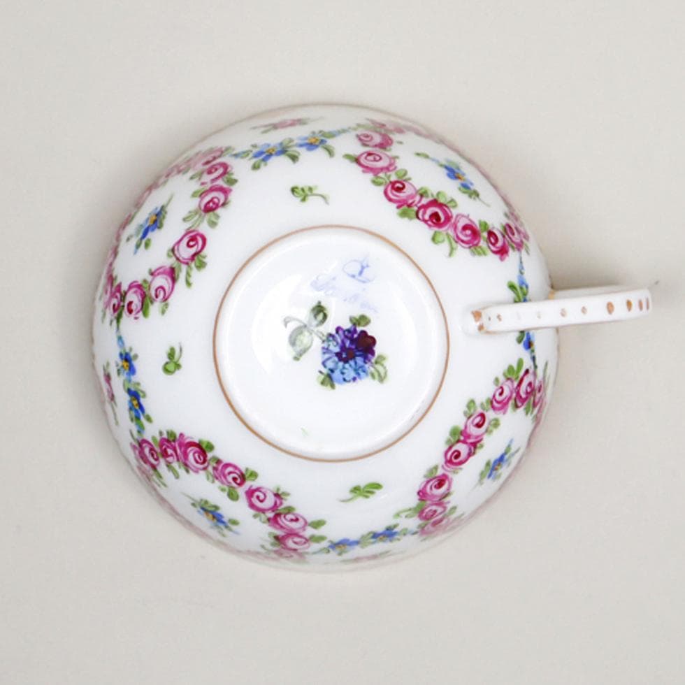 DRESDEN PORCELAIN 手描き 薔薇 トリオ カップ ソーサー 皿