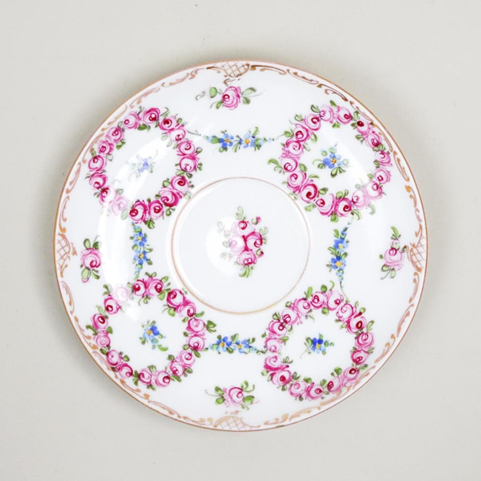 DRESDEN PORCELAIN 手描き 薔薇 トリオ カップ ソーサー 皿