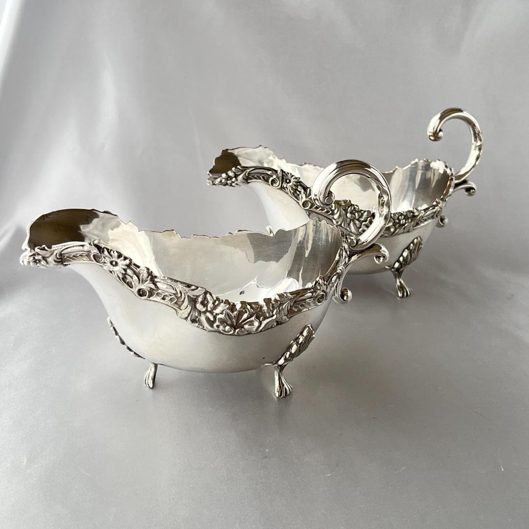 【英国】 ソースボート グレービーボート ペア【シルバープレート】