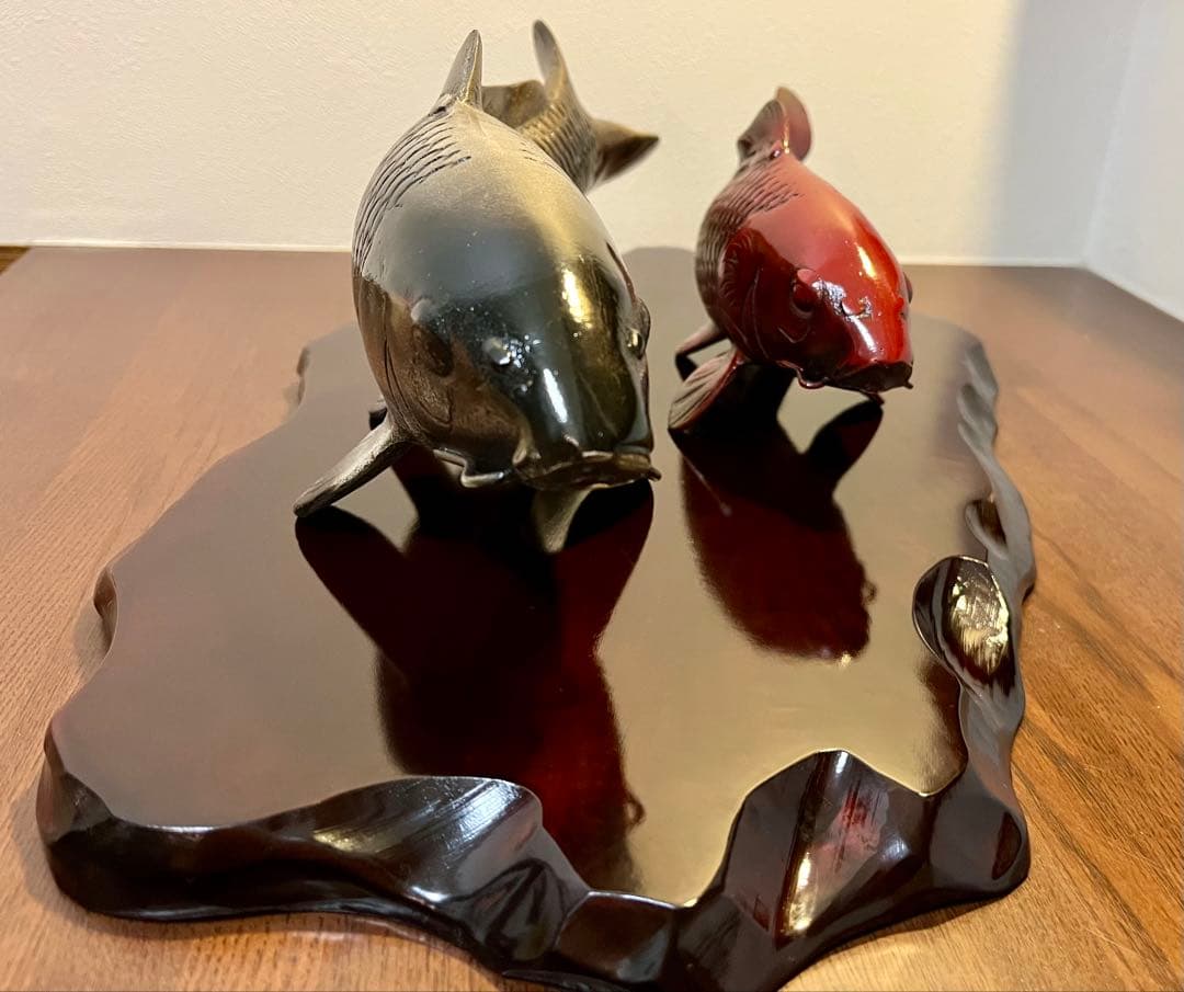 大双鯉　高級美術工芸品　置物