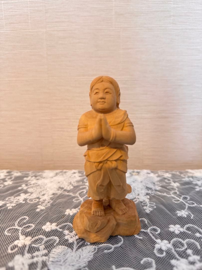 手彫り　柘植材　童子セット