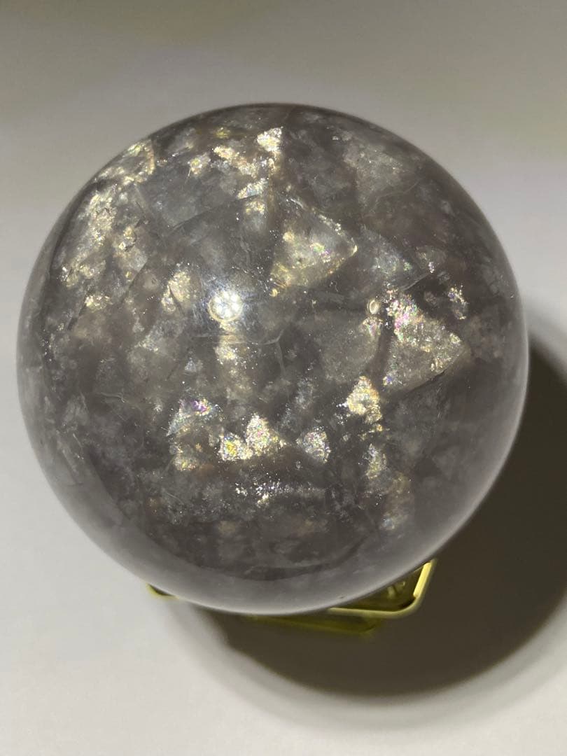 高品質　天然石　マイカインフローライト　フローライト　丸玉　スフィア
