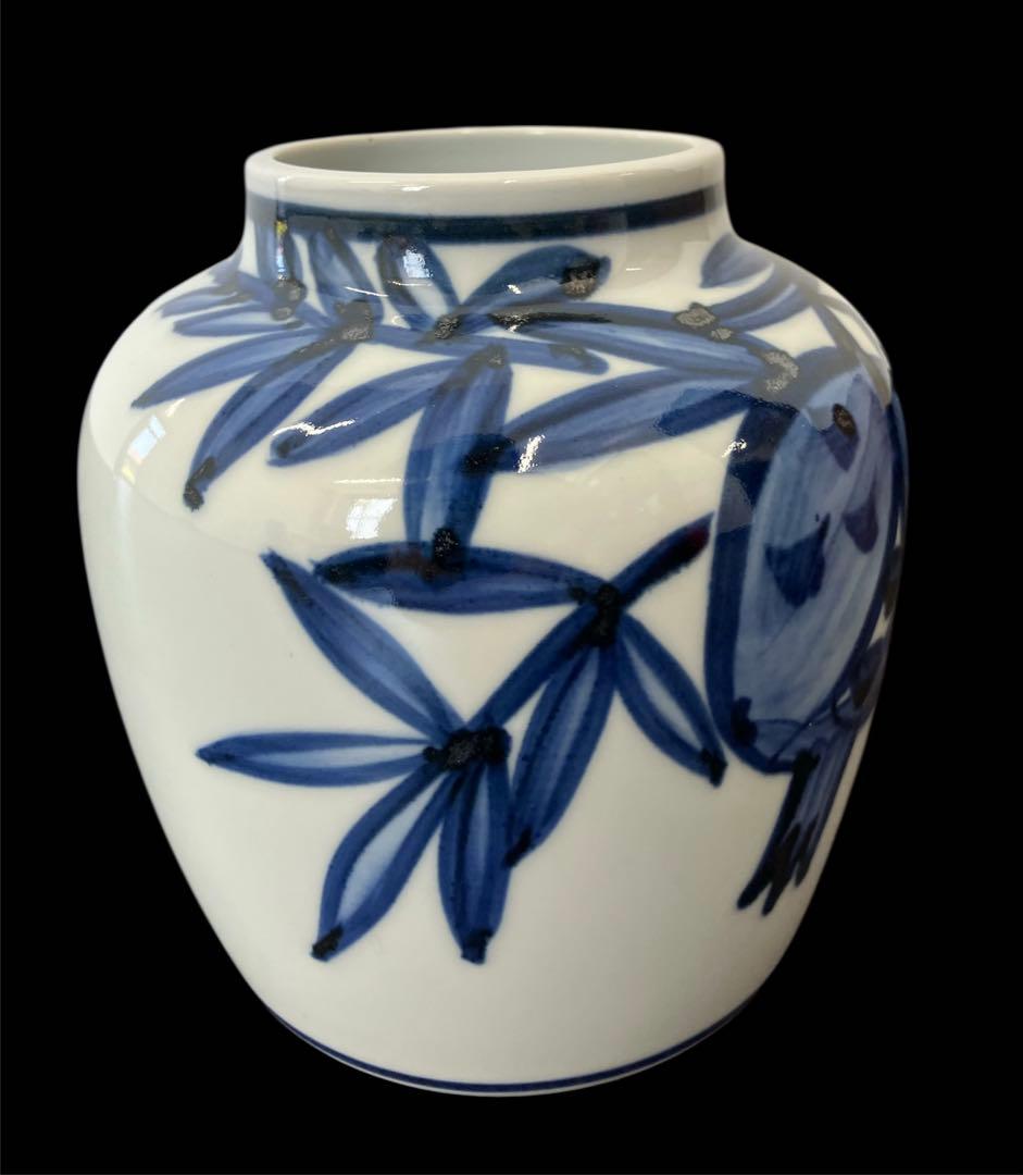 未使用！平安 近藤悠三 藤悠 染付 柘榴図 花瓶 人間国宝　骨董品　美術品