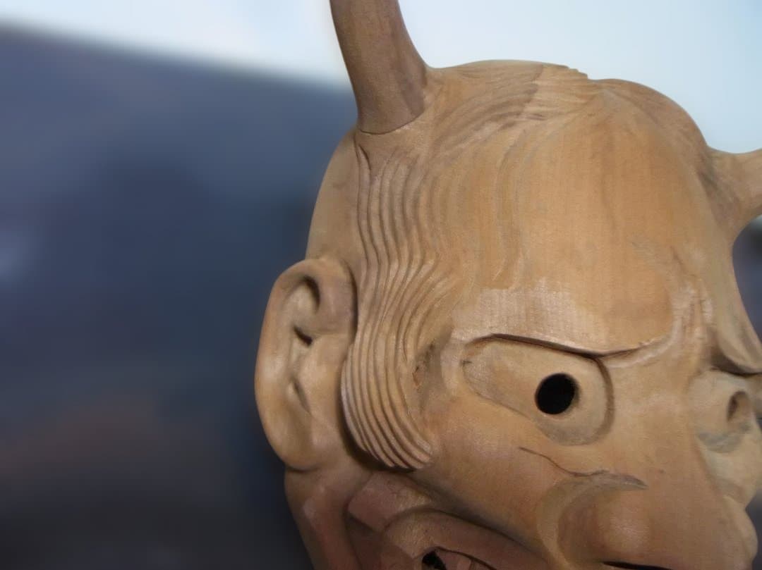 木製 般若の面 約25cm