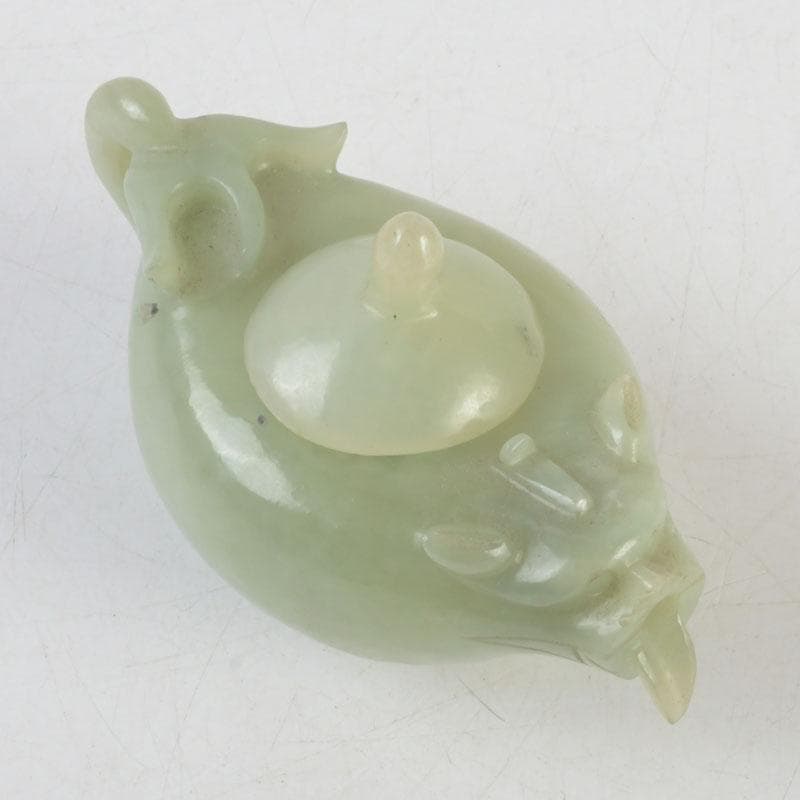 中国　書道具　玉石彫刻　神獣刻　水滴　V　9592