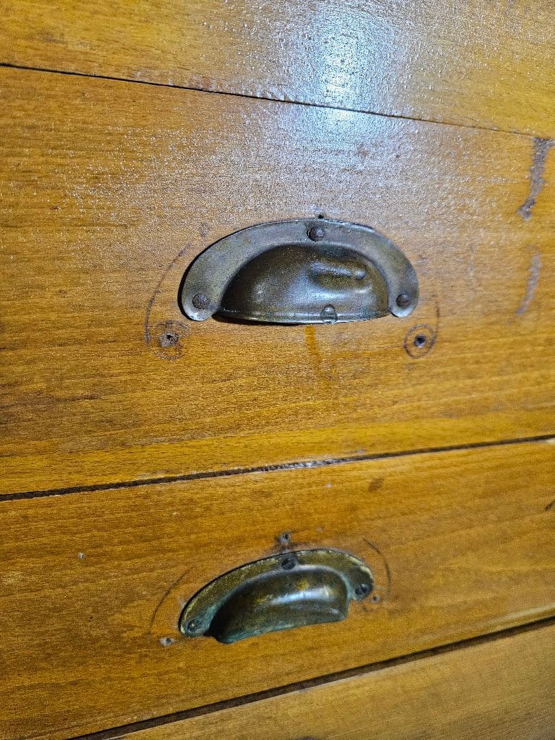 英国アンティーク 木製の小引き出し チェスト 小物入れ 抽斗 三段 仕切り付き