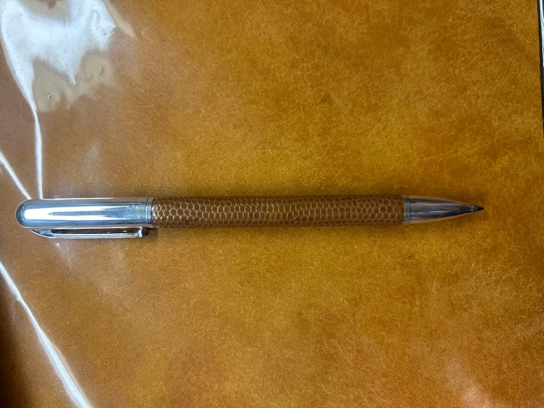 プラス　クレセント　ボールペン　スターリングシルバー&レザー