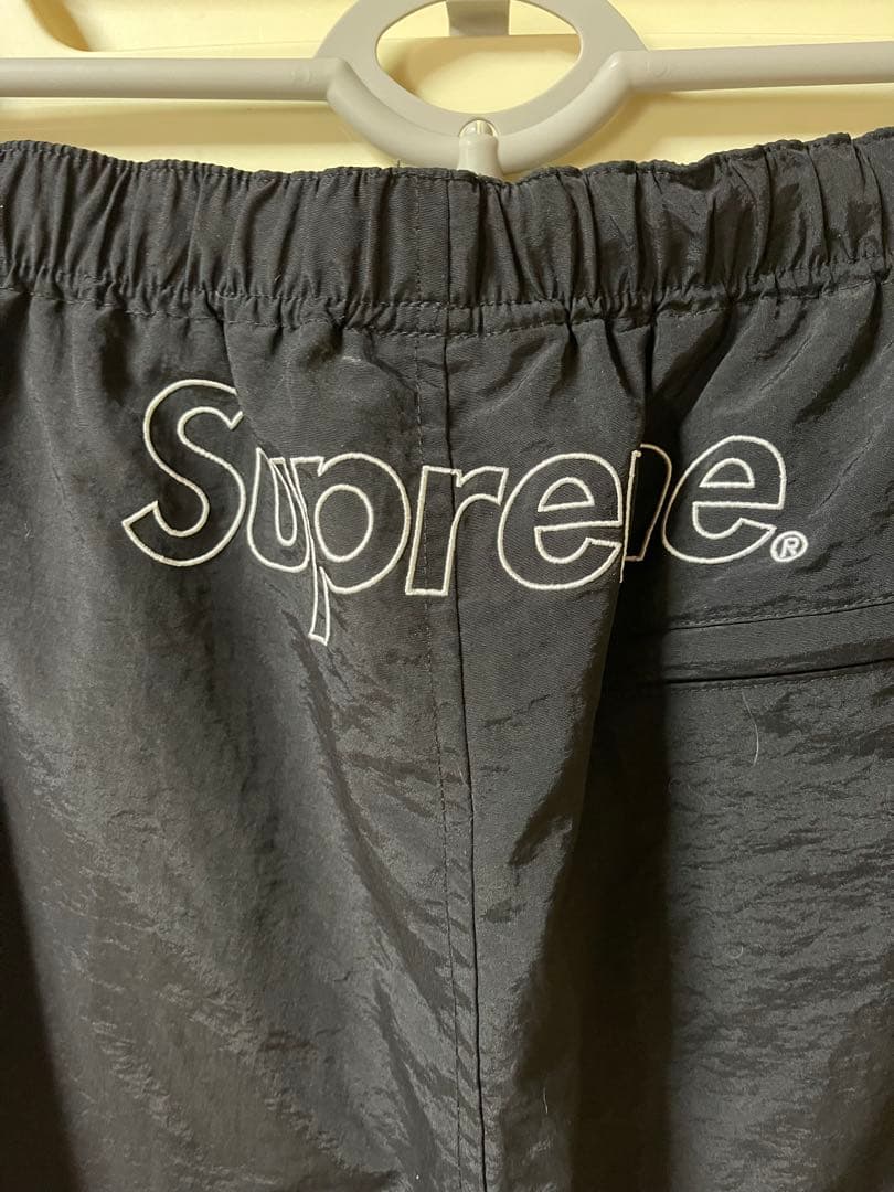 Supreme トラックナイロン ブラックパンツ