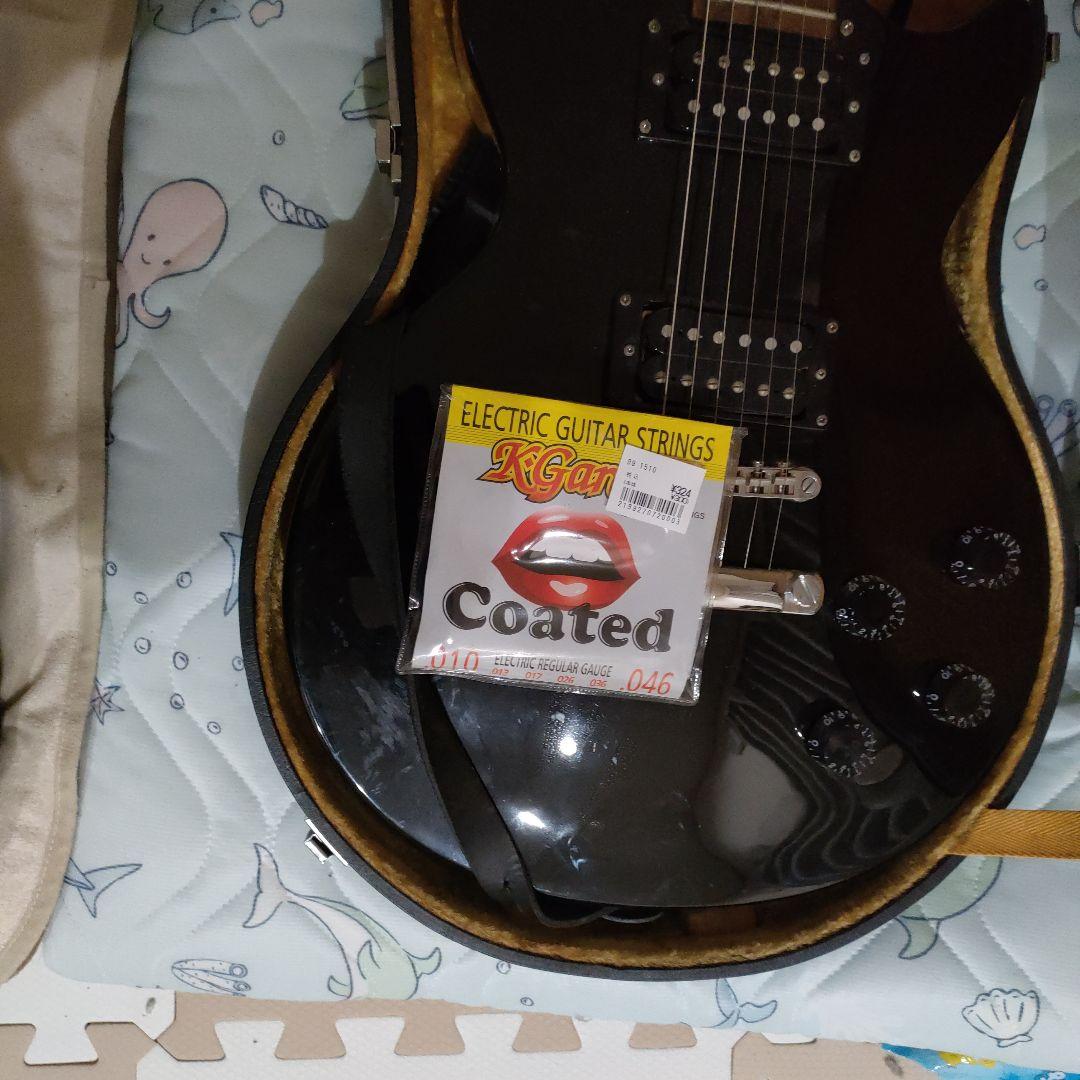 エピフォン レスポール スタジオ ブラック 黒 ケースとストラップとスペア弦付