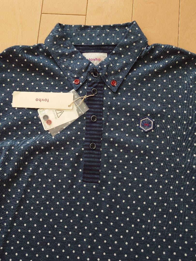 tovho（裏はストライプ）ネイビー 水玉模様 ポロシャツ
