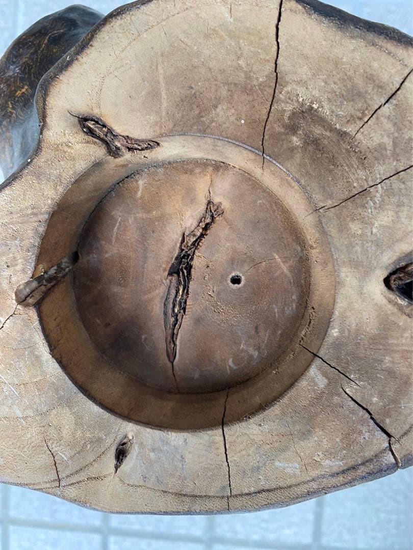 ヴィンテージ・天然木製.水盤.オブジェ! レア! 昭和レトロ! 未生流!