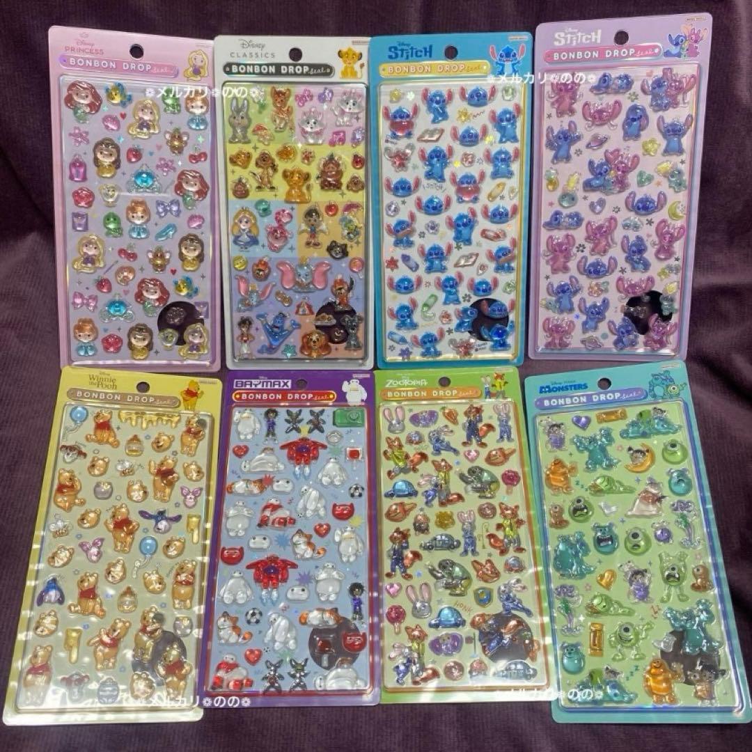 ディズニー ボンボンドロップシール 2弾 8枚 セット コンプリート サンスター
