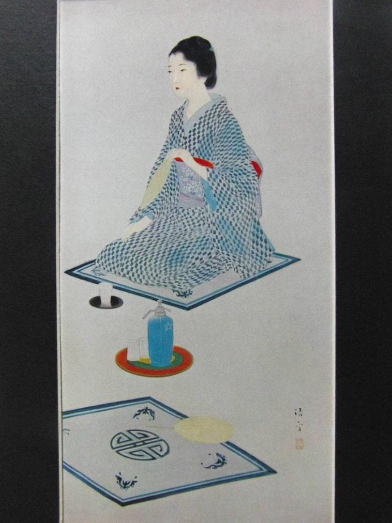 鏑木　清方【夏の女客・部分】、年代物、希少画集画、状態良好