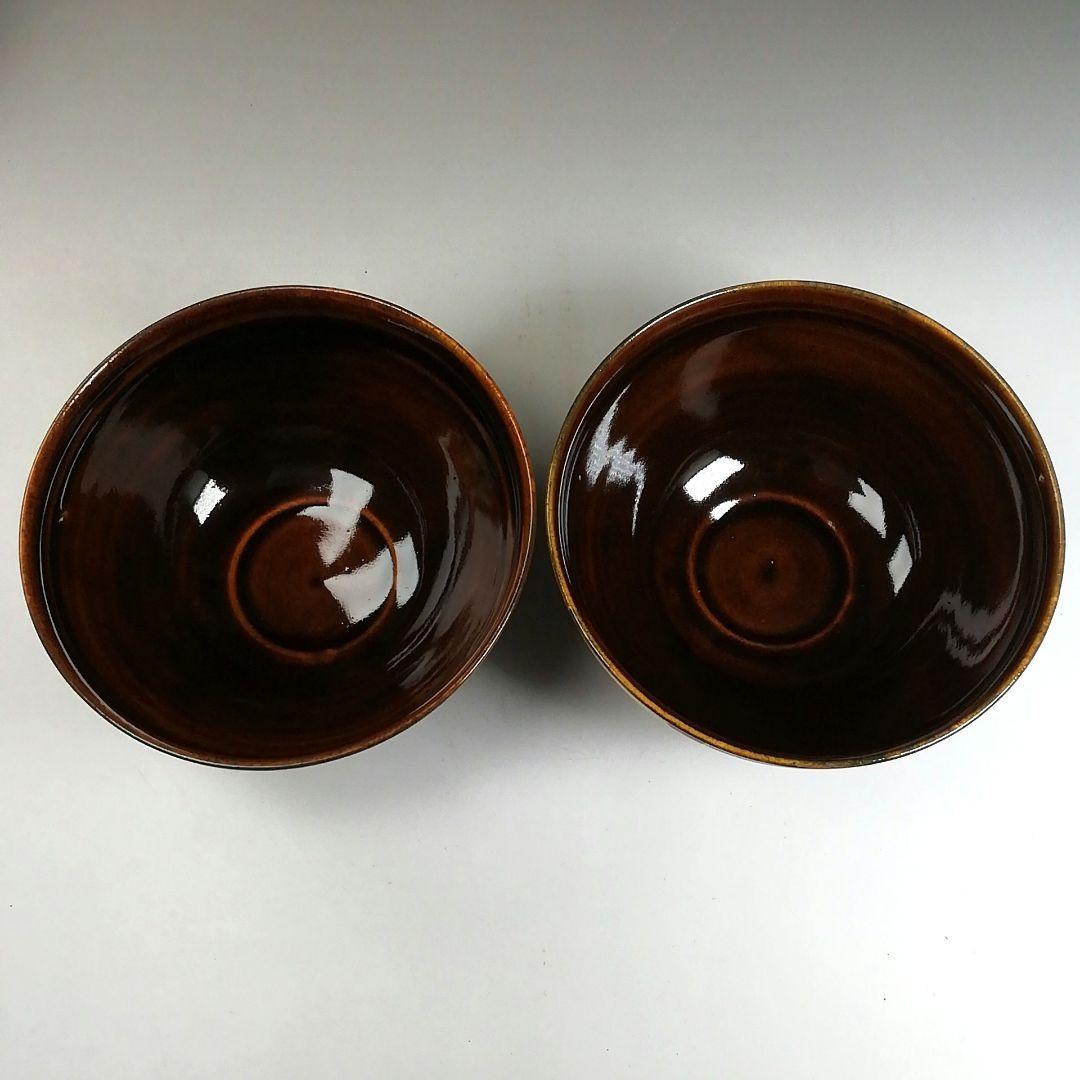 Ｗ１３５　数茶碗　五客『天目色絵つぼつぼ画』『清閑寺窯　杉田祥平 造』　共箱