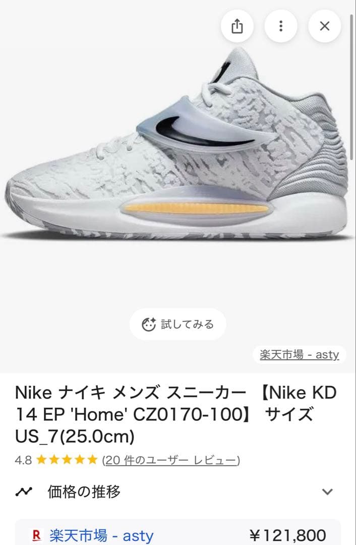 NIKE スニーカー　CZ0170-100 US12 ケヴィンデュラント