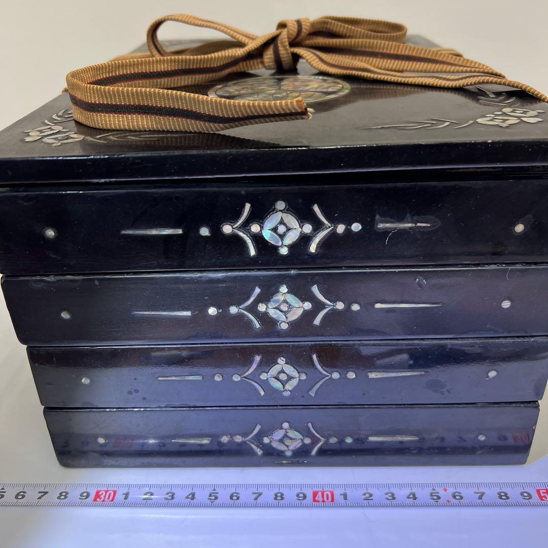 時代　木彫螺鈿印籠、宝石四段ケース　32×23×16㎝東Y8-02101F☆2F