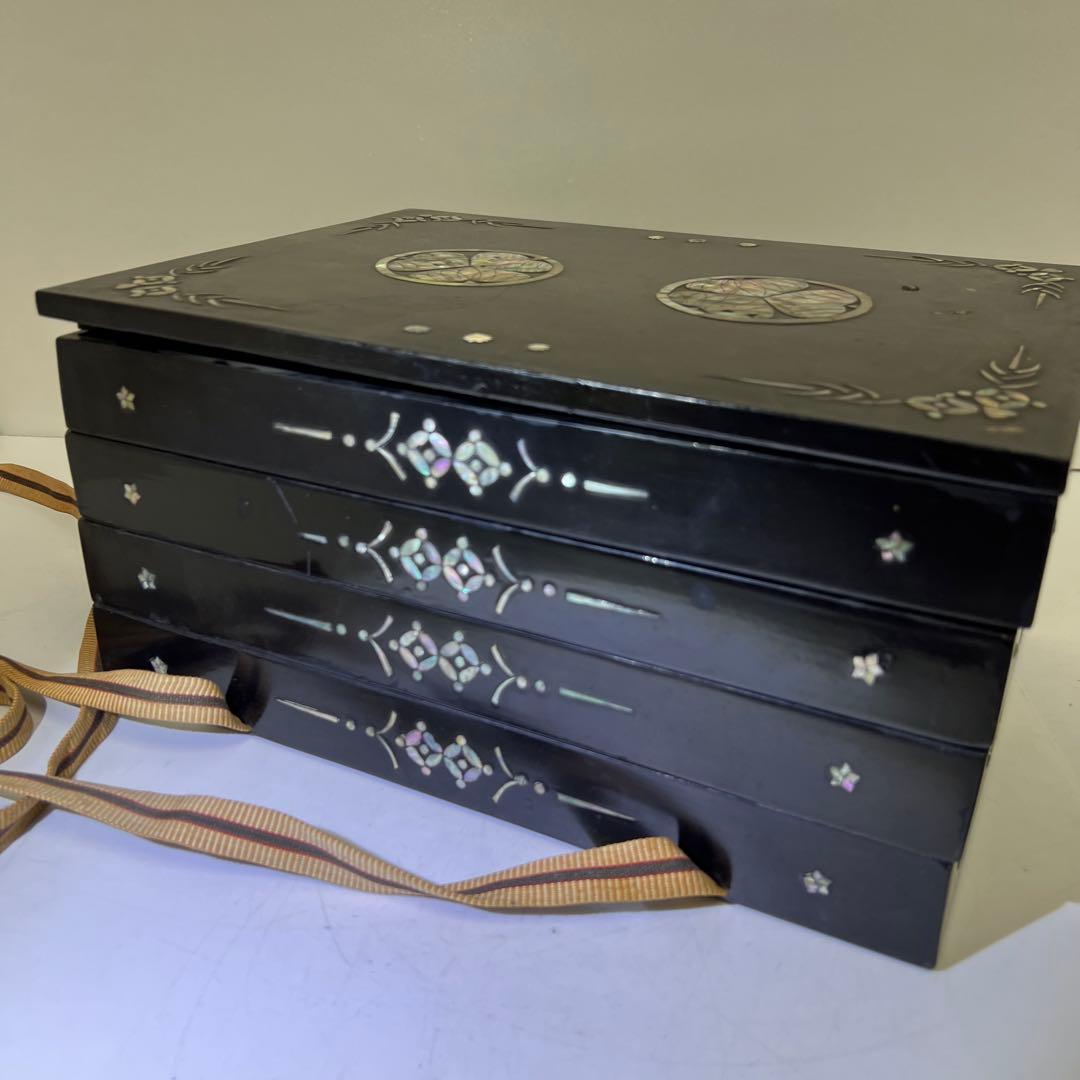 時代　木彫螺鈿印籠、宝石四段ケース　32×23×16㎝東Y8-02101F☆2F