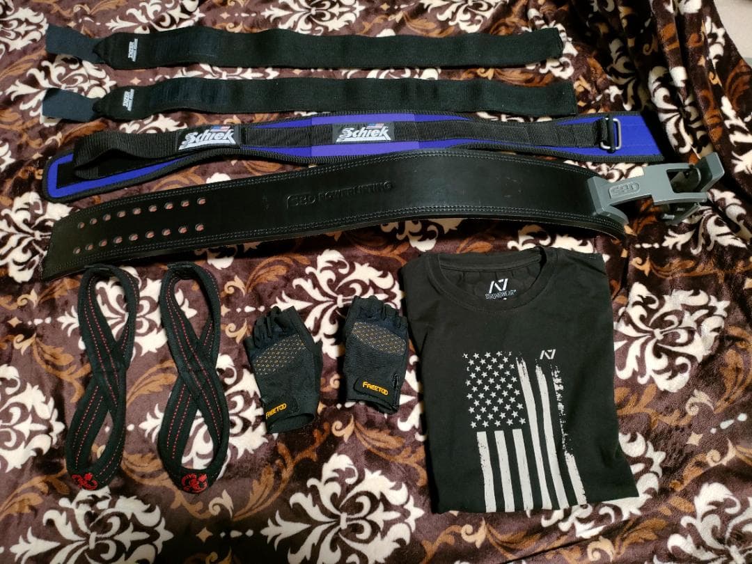 トレーニングギア6点セット【パワーベルト(SBD+シーク)、リストラップ等々…】