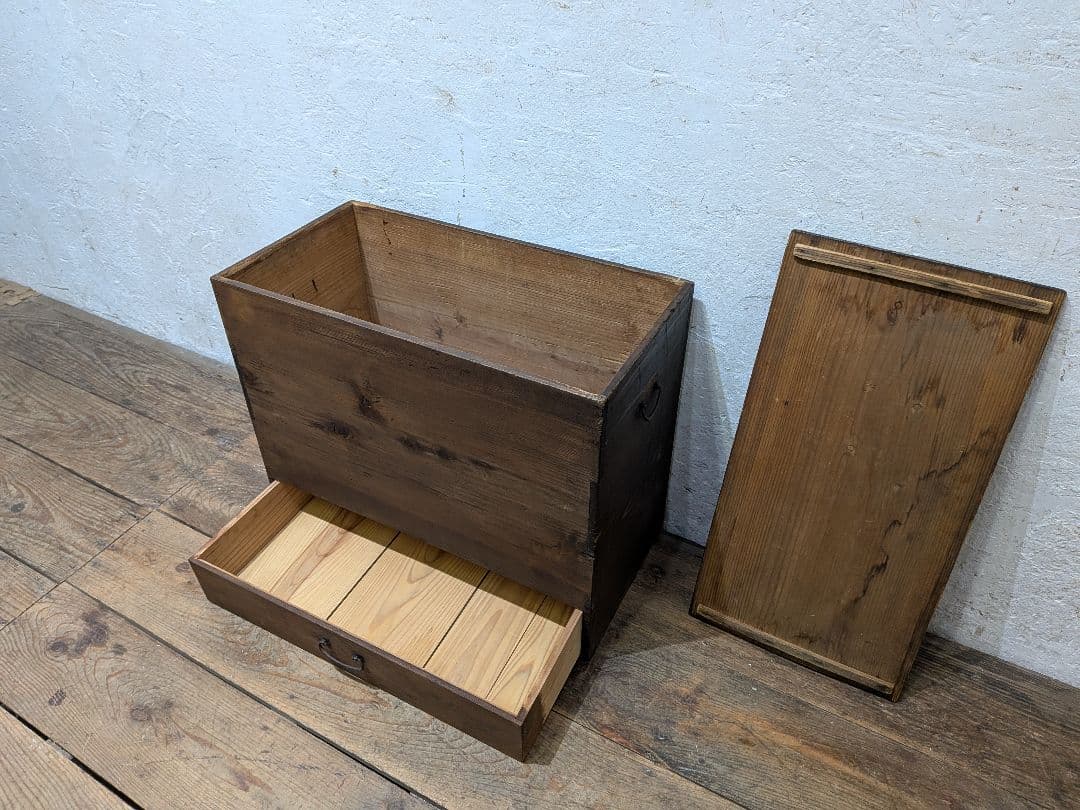 1123 ビンテージ　引き出し付き　収納箱　木箱　ケース　古家具　古道具　レトロ