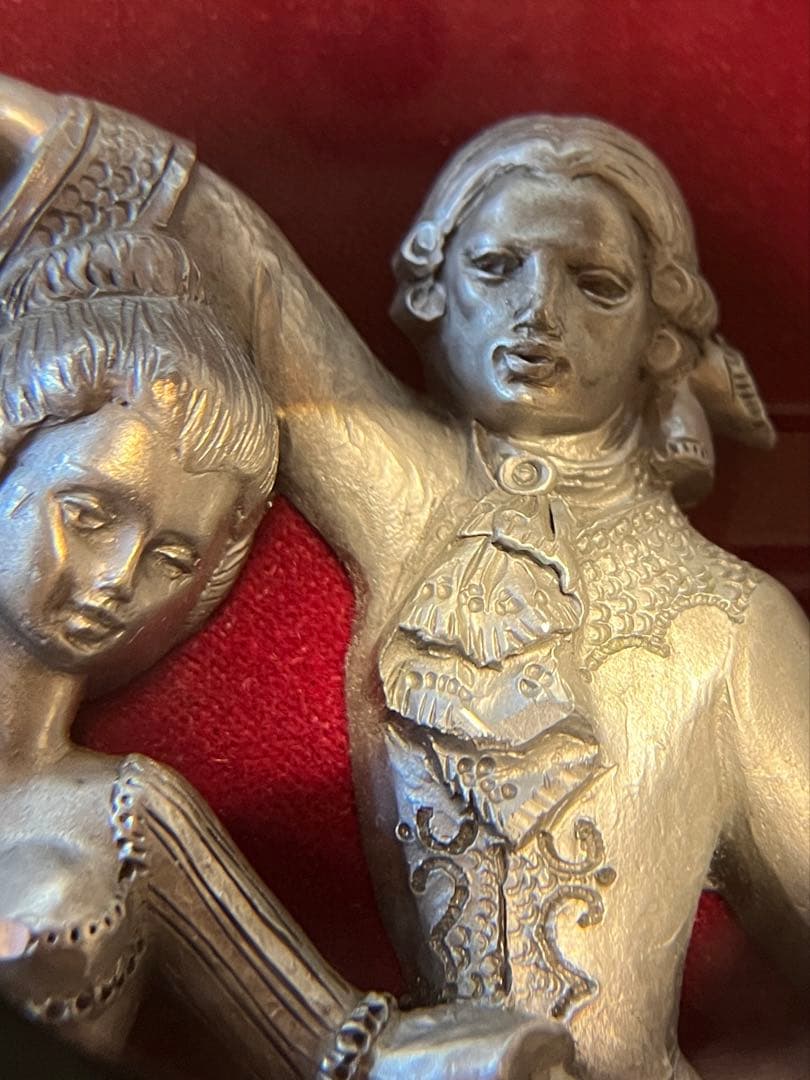 ◆フランスアンティーク｜手彫りピューター製E額壁掛け手作り置物王妃姫パリ貴族