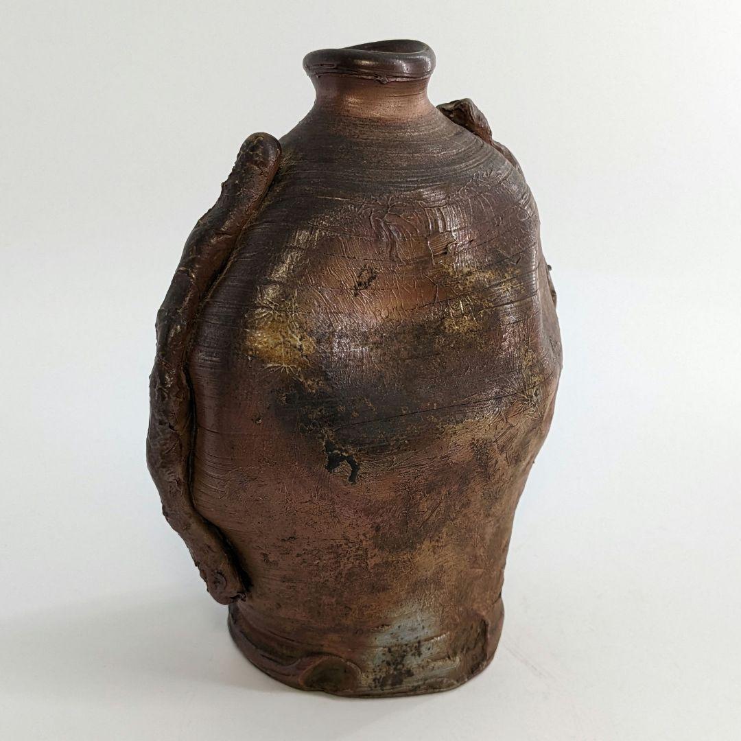 超希少 木南知加選 備前焼 舟虫花入 花器 フラワーベース 花瓶 華道具 花生