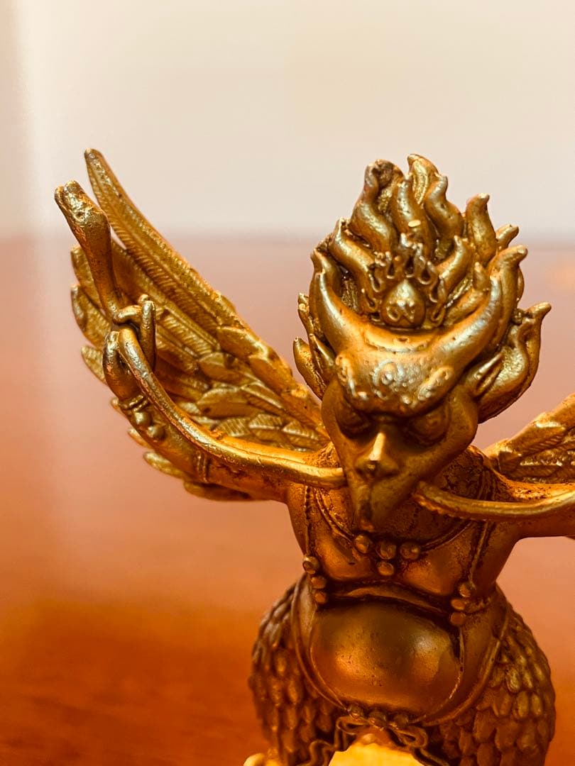 ＜チベット密教 新品1点物＞鍍金 ガルーダ（迦楼羅／金翅鳥）尊像 不死鳥
