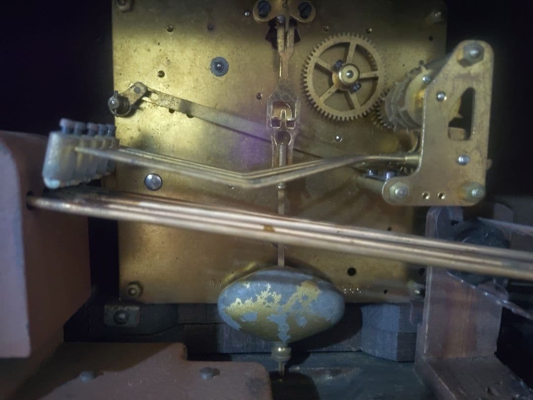 【アンティーク】マウテ Mauthe ゼンマイ式 置時計 ドイツ製 木製