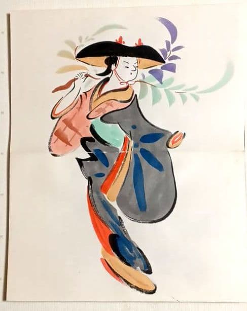 槙岡芦平（槙岡鬼佛の実子)の大津絵画帖手書きサイン入り（肉筆19図柄)昭和期