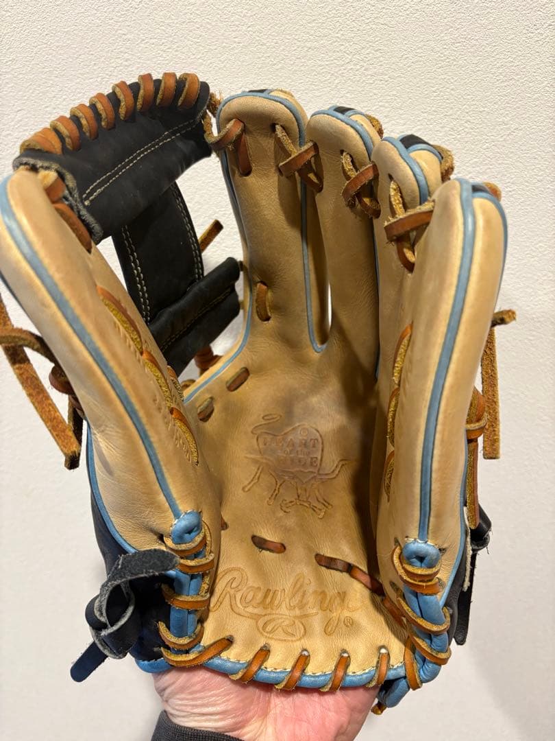 【今月限り期間限定価格】　ローリングス 軟式　グローブ 黒/青 MLBロゴ