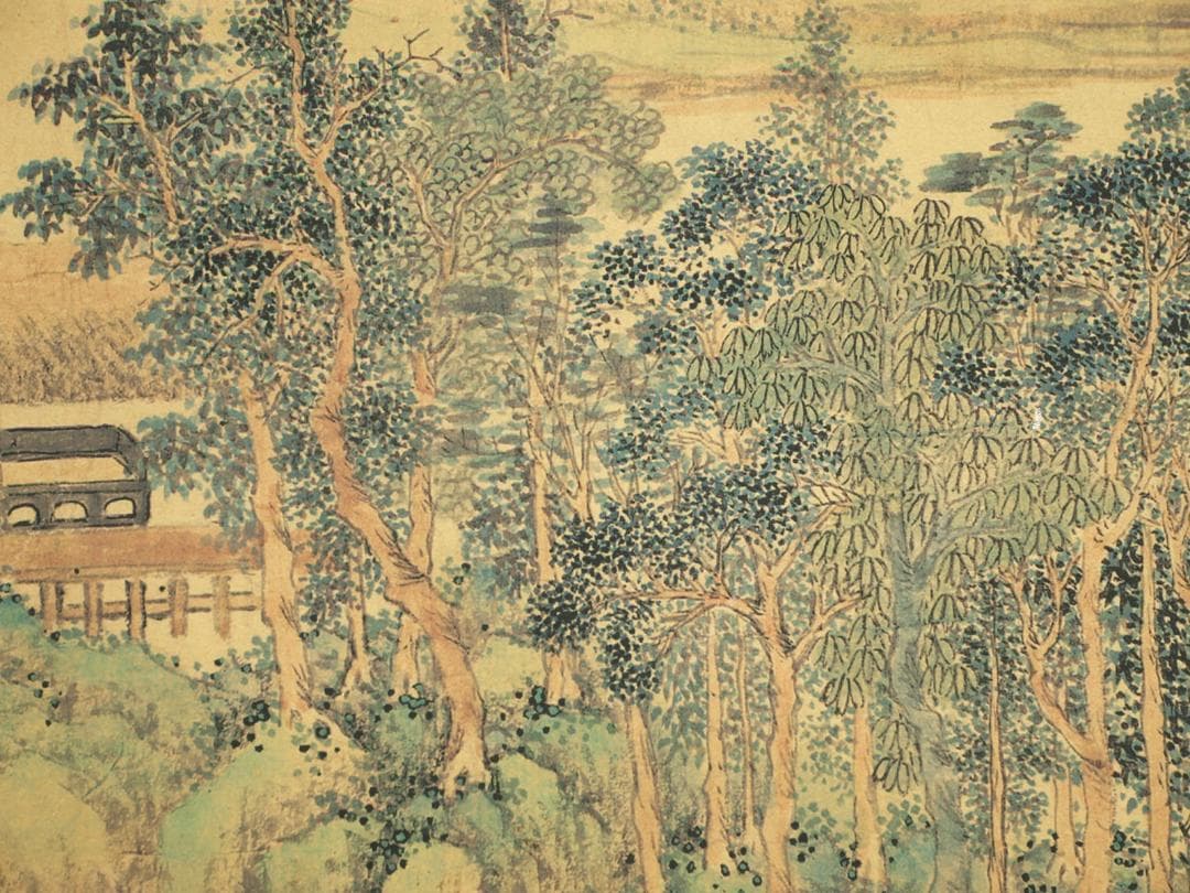 中国掛け軸　明時代作品　携琴訪友図　　肉筆保証　骨董品 BD730A14-2