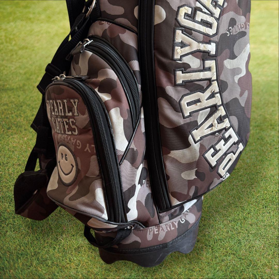 パーリーゲイツ　キャディバッグ　迷彩　カモフラ　ショルダー式　スタンド式　黒　白