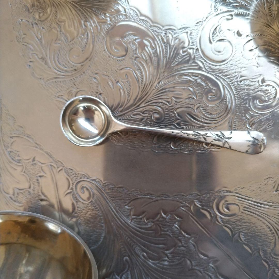 アンテーク純銀ソルト花柄カップセット