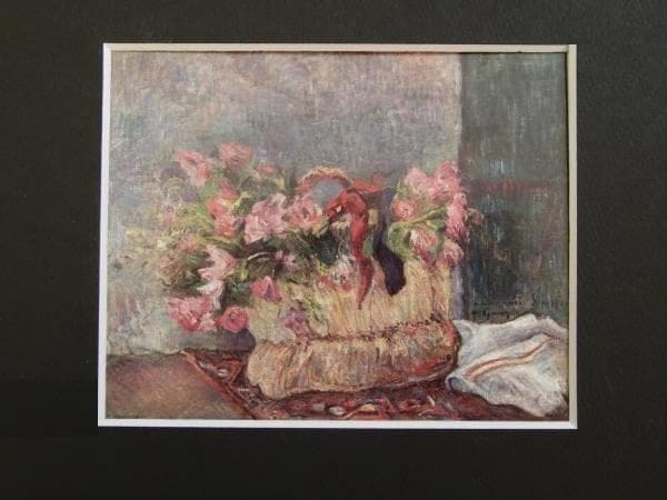 ポール・ゴーガン、かごの中のモスローズ、希少画集画、新品高級額、額装付